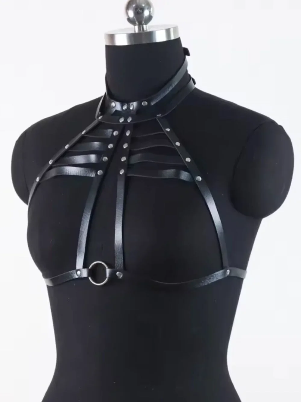 Black Strappy O-Ring Harness Belt - Women